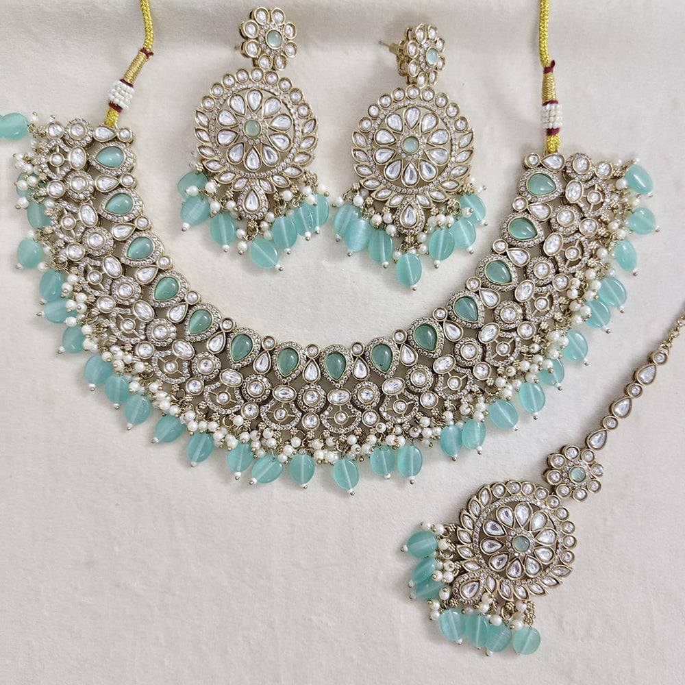 Rajwadi Collection Elegant Pota Stone Pearl And Beads Necklace Set