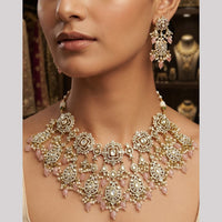 Rajwadi Collection Exquisite Polki Kundan Stone Pearl And Beads Necklace Set 