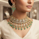 Rajwadi Collection Exquisite Polki Kundan Stone Pearl And Beads Choker Necklace Set