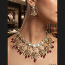 Rajwadi Collection Exquisite Polki Kundan Stone Pearl And Beads Choker Necklace Set 