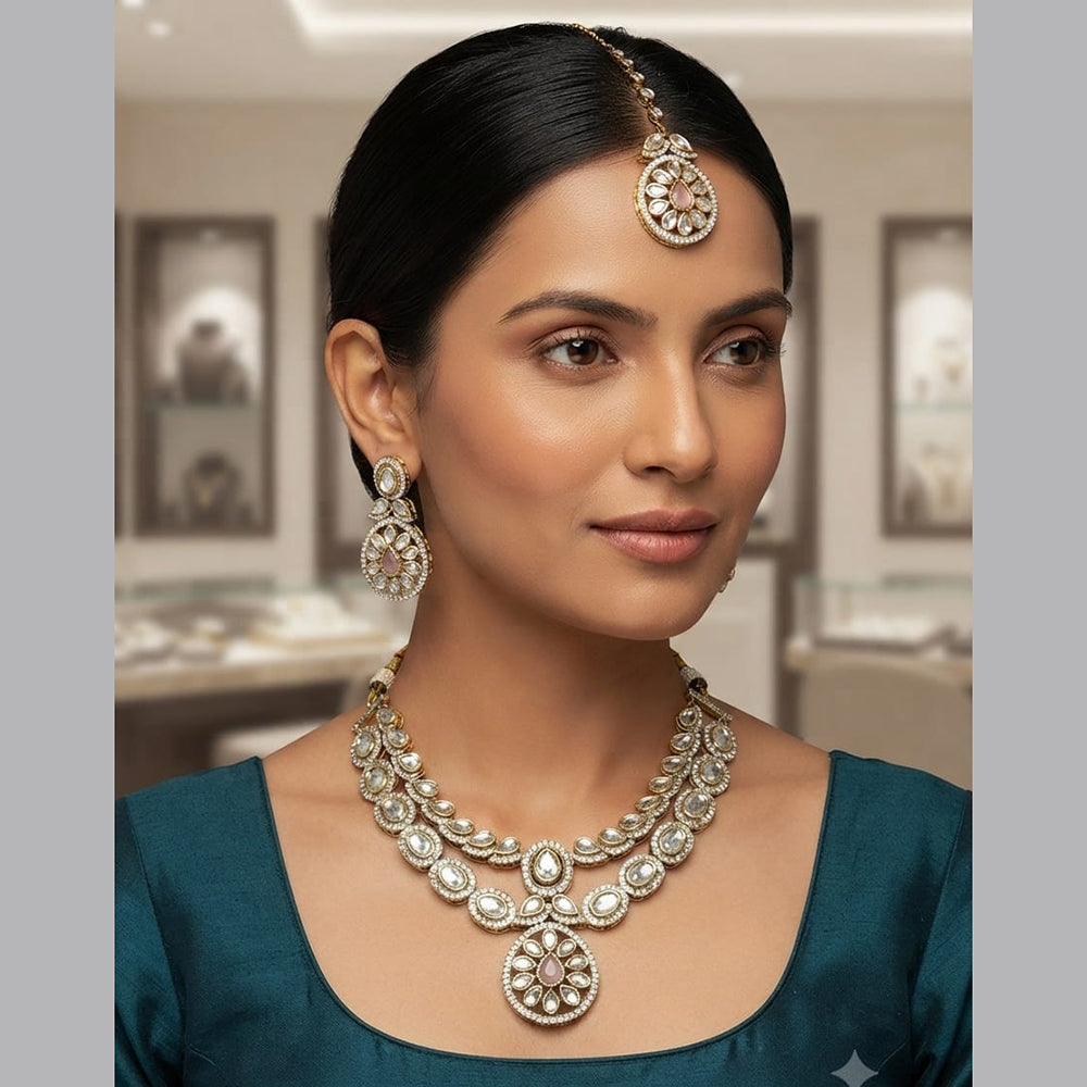 Rajwadi Collection Designer Polki Kundan Necklace Set
