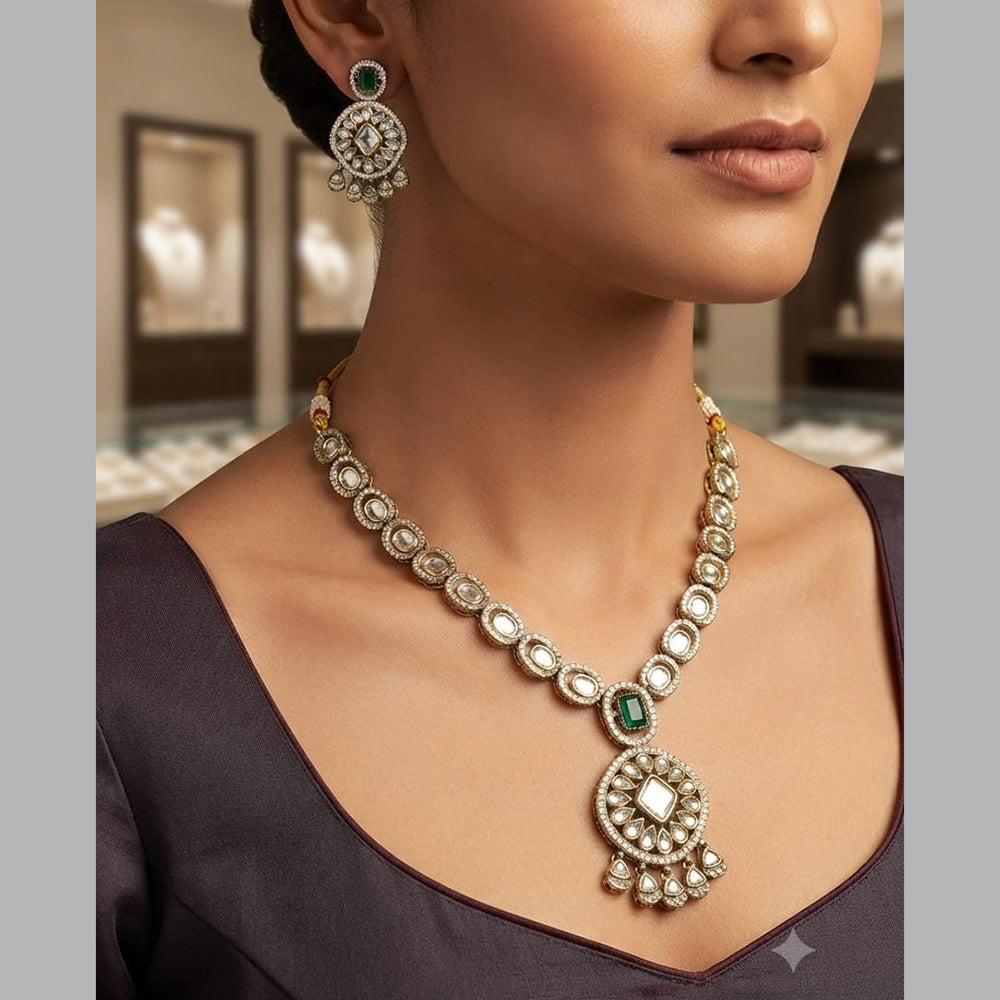 Rajwadi Collection Designer Polki Kundan Necklace Set
