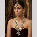 Rajwadi Collection Polki Kundan Stone Pearl And Beads Necklace Set 