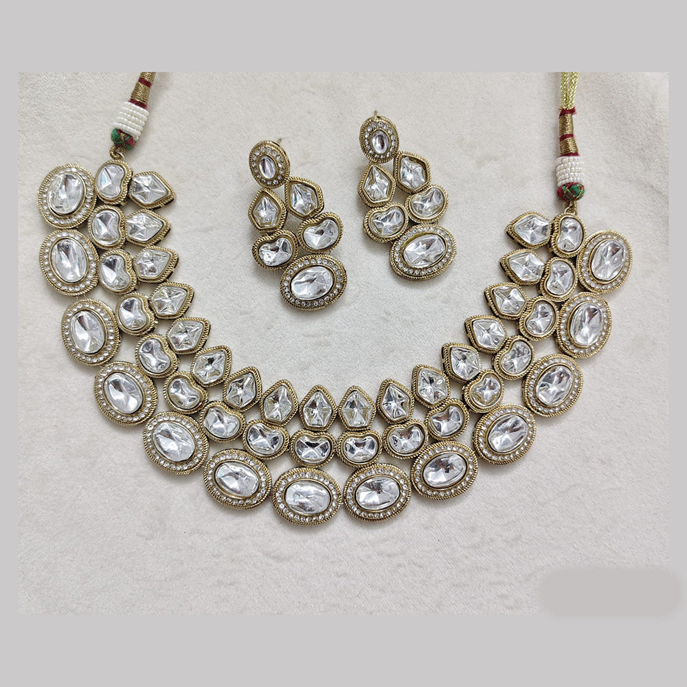 Rajwadi Collection Designer Polki Kundan Necklace Set