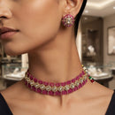 Rajwadi Collection Designer Polki Kundan And Pearl Choker Necklace Set