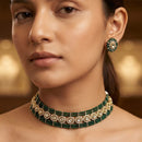 Rajwadi Collection Designer Polki Kundan And Pearl Choker Necklace Set