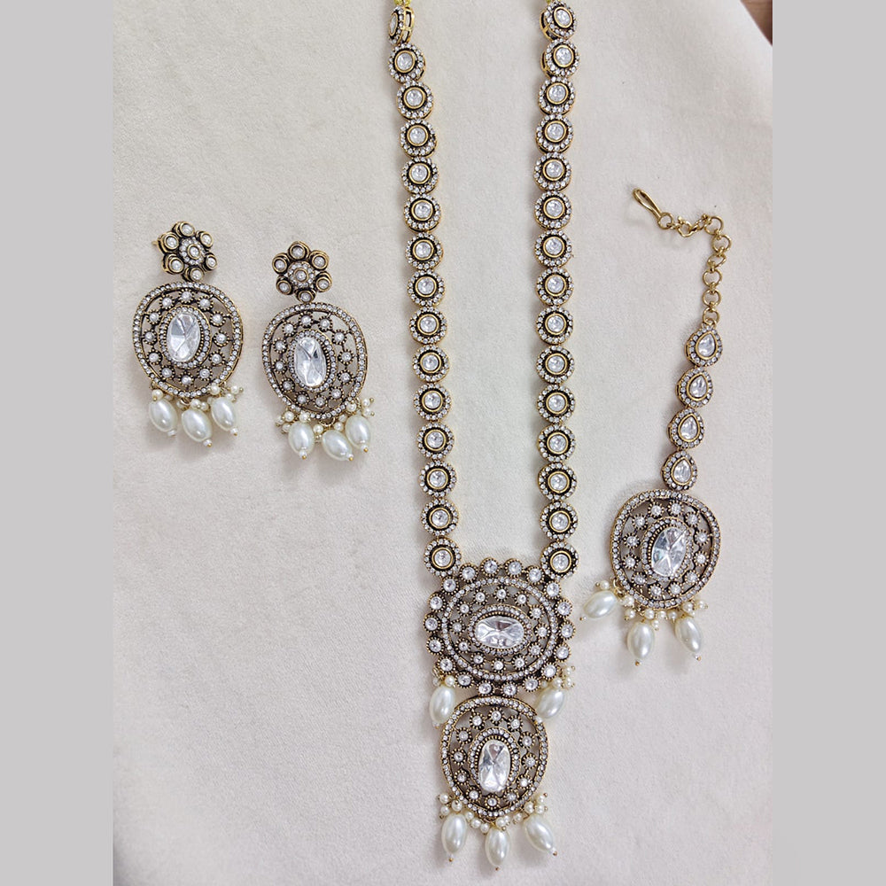 Rajwadi Collection Designer Pota Stone And Austrian Stone Beads Necklace Set