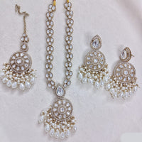 Rajwadi Collection Designer Pota Stone And Austrian Stone Beads Necklace Set