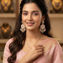 Rajwadi Collection Elegant Crystal Stone And Pearl Dangler Earrings