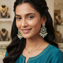 Rajwadi Collection Elegant Crystal Stone And Pearl Dangler Earrings