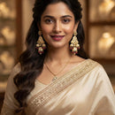 Rajwadi Collection Elegant Kundan Stone and Pearl  Meenakari Jhumki Earrings