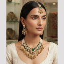Rajwadi Collection Premium Pota Stone And Pearl Necklace Set for Women