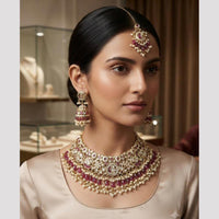 Rajwadi Collection Classic Kundan Stone And Pearl Choker Neckalce Set