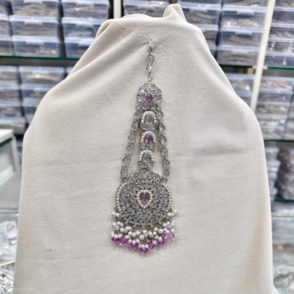 Rajwadi Collection Designer Crystal Stone And Pearl Bridal Passa for Women