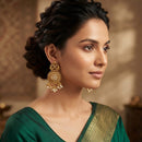 Rajwadi Collection Elegant Pota Stone And Pearl Dangler Earrings
