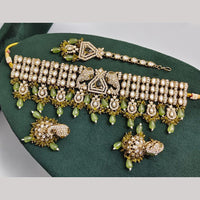 Rajwadi Collection Premium Pota Stone And Pearl Choker Necklace Set