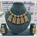 Rajwadi Collection Premium Pota Stone And Pearl Necklace Set