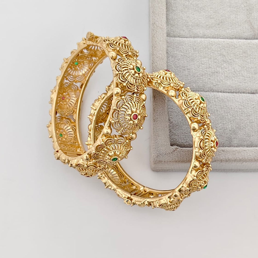 Rajwadi Collection Premium Pota Stone Openable Bangles Set