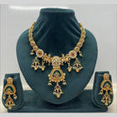 Rajwadi Collection Premium Pota Stone And Pearl Necklace Set