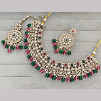 Rajwadi Collection Premium Pota Stone And Pearl Necklace Set