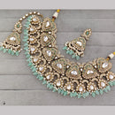 Rajwadi Collection Premium Pota Stone And Pearl Necklace Set