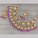 Rajwadi Collection Premium Pota Stone And Pearl Necklace Set