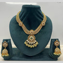 Rajwadi Collection Premium Pota Stone And Pearl Necklace Set