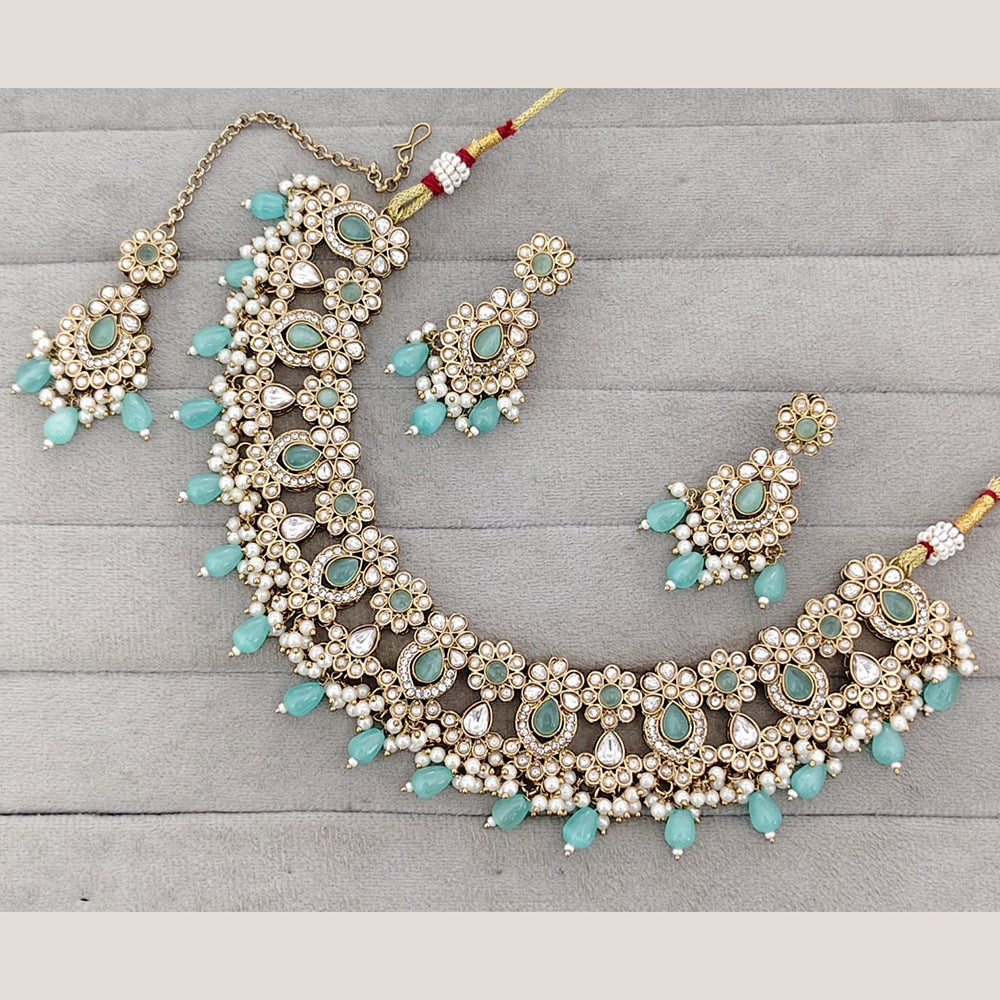 Rajwadi Collection Designer Pota Stone And Austrian Stone Beads Necklace Set