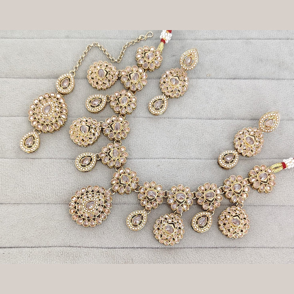 Rajwadi Collection Luxury Crystal Stone And Pearl Necklace Set