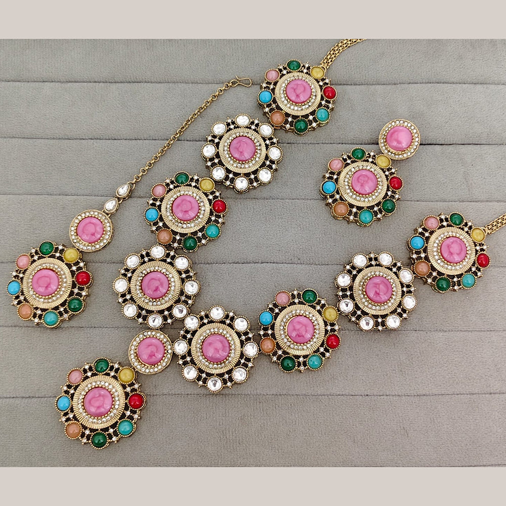 Rajwadi Collection Designer Navratan Monalisa Designer Necklace Set   
