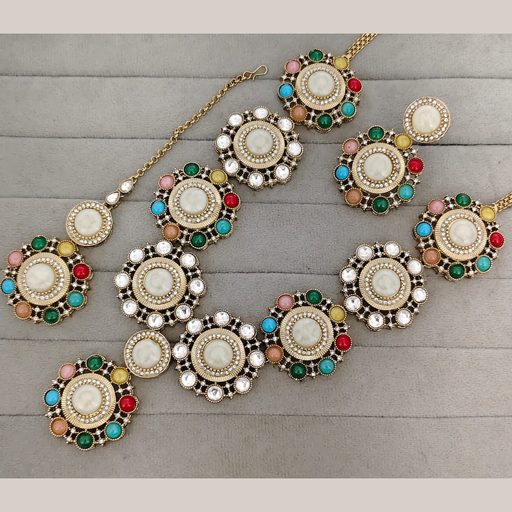 Rajwadi Collection Designer Navratan Monalisa Designer Necklace Set   