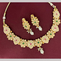 Rajwadi Collection Designer Pota Stone And Pearl Necklace Set
