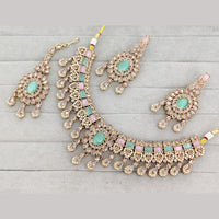 Rajwadi Collection Luxury Crystal Stone And Pearl Designer Necklace Set
