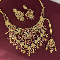 Rajwadi Collection Designer Pota Stone And Pearl Necklace Set