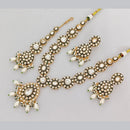 Rajwadi Collection Designer Pota Stone And Pearl Necklace Set