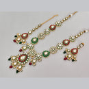 Rajwadi Collection Designer Pota Stone And Pearl Necklace Set