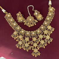 Rajwadi Collection Designer Pota Stone And Pearl Necklace Set