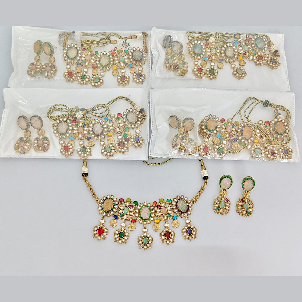 Rajwadi Collection Designer Pota Stone Choker Necklace Set