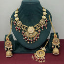 Rajwadi Collection Designer Pota Stone And Pearl Necklace Set