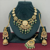 Rajwadi Collection Designer Pota Stone And Pearl Necklace Set