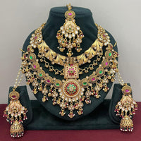Rajwadi Collection Designer Pota Stone And Pearl Necklace Set