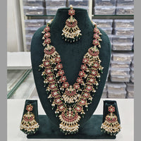 Rajwadi Collection Designer Pota Stone And Pearl Long Necklace Set