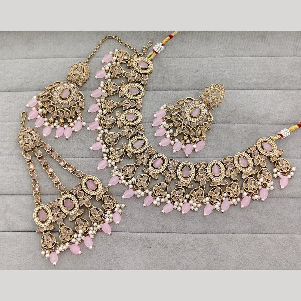 Rajwadi Collection Luxury Crystal Stone And Pearl Designer Necklace Set
