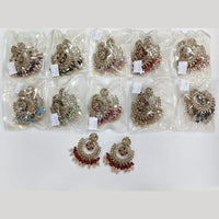 Rajwadi Collection Elegant Crystal Stone And Pearl Dangler Earrings