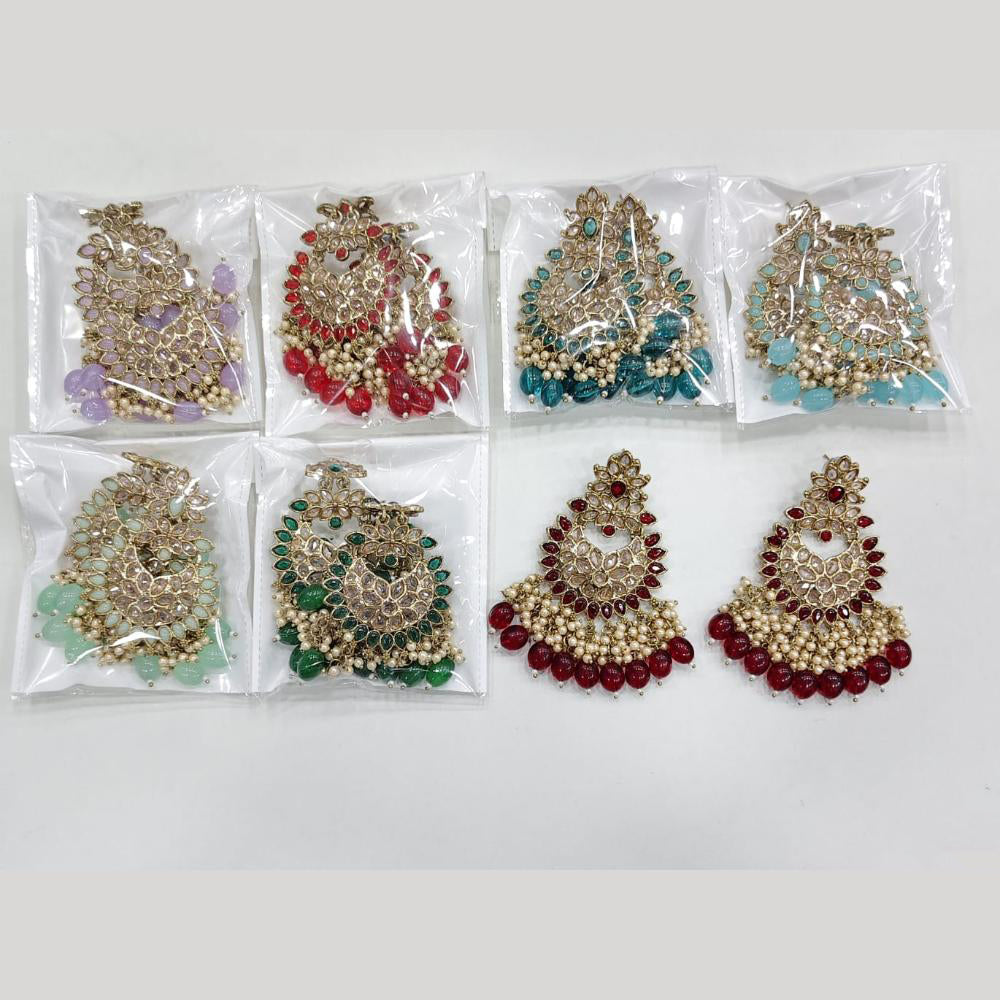 Rajwadi Collection Elegant Crystal Stone And Pearl Dangler Earrings