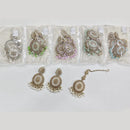Rajwadi Collection Royal Crystal Stone And Pearl Designer Dangler Earrings With Maangtikka