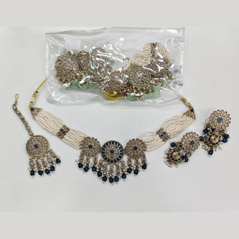 Rajwadi Collection Luxury Crystal Stone And Pearl Designer Necklace Set