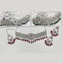 Rajwadi Collection Luxury Crystal Stone And Pearl Designer Choker Necklace Set