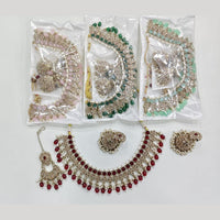 Rajwadi Collection Luxury Crystal Stone And Pearl Designer Necklace Set