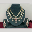 Rajwadi Collection Stylish Pota Stone And Polki Kundan Necklace Set